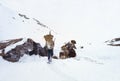 1977. India. Tea break before reaching Rohtang-La.