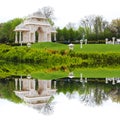 India temple with beautiful green park