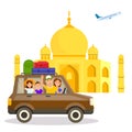 India Tourist Attraction Vector Travel Postcard