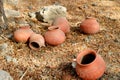 India traditional clay pots Royalty Free Stock Photo