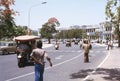 1977. India. Traffic at Connaught Place.