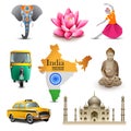 India travel set icons, vector Royalty Free Stock Photo