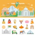 India Travel Set Royalty Free Stock Photo