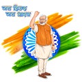 India tricolor flag background with proud Indian people