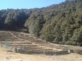 India Uttarakhand Himalayan mountain archaeological excavation site view