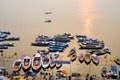 India. Varanasi Benares Uttar Pradesh. The river Ganges at sunrise