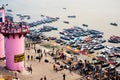 India. Varanasi Benares Uttar Pradesh. The river Ganges at sunrise Royalty Free Stock Photo