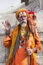 India - Varanasi. A holy man, sadhu looking into the camera.