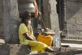 India - Varanasi. A holy man, sadhu looking into the camera.