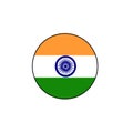 India Vector Circle Push button Flag for Asian concepts. Orange, white and green. August 15th National Day celebrations. Royalty Free Stock Photo