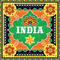 India vector design inspired by Pakistani or Indian truck art with lotus flower, star and goemetric shapes