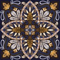 India vector paisley pattern, decorative ornament for textile, wrapping or bandana decor. Bohemian style kerchief design
