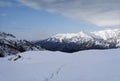 1977. India. Himalaya. The view from Marhi towards the Kulu valley. Royalty Free Stock Photo