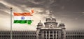 INDIA Waving flag at Vidhana soudha