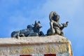 India, West Bengal, Cape Comorin Kanyakumari. Fragment of the roof of the ancient Hindu temple Kanyakumari-Amman