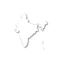 India - white 3D silhouette map of country area with dropped shadow on white background. Simple flat vector illustration Royalty Free Stock Photo