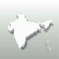 India - white 3D silhouette map of country area with dropped shadow on grey background. Simple flat vector illustration Royalty Free Stock Photo