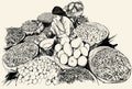 India - woman selling fruit and vegetable in a mar