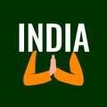 India word and Two Hands Pressed Together in Prayer Position.