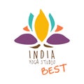 India yoga studio, best logo. Colorful hand drawn vector illustration