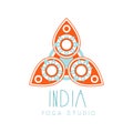 India yoga studio logo symbol. Health and beauty care badge, spa, yoga center label