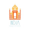 India yoga studio logo symbol. Health and beauty care badge, spa, yoga center label