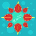 Indial festival of lights. Vector poster with happy Diwali greetings. Royalty Free Stock Photo