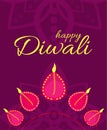 Indial festival of lights. Vector poster with happy Diwali greetings. Royalty Free Stock Photo