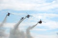 Indian Air Force SARANG aerobatic team on ALH multi-purpose helicopters in the sky of the MAKS-2021 International Aviation and Spa