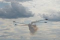 Indian Air Force SARANG aerobatic team on ALH multi-purpose helicopters in the sky of the MAKS-2021 International Aviation and Spa