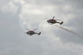 Indian Air Force SARANG aerobatic team on ALH multi-purpose helicopters in the sky of the MAKS-2021 International Aviation and Spa