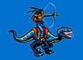 Indian American Archery Riding Raptor Mascot Illustration