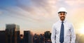 Indian architect or businessman in helmet in tokyo Royalty Free Stock Photo