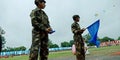 Indian army boys holding flag during an Independence Day program