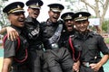 Indian army cadets celebrate after their graduation ceremony at the Indian military academy Dehradun