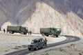 Indian army convoy of trucks
