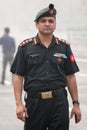 Indian Army Officer preparing for taking part in the upcoming Indian Republic Day parade at Indira Gandhi Sarani, Kolkata, West