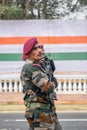 Indian Army Officer preparing for taking part in the upcoming Indian Republic Day parade at Indira Gandhi Sarani, Kolkata, West