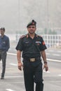 Indian Army Officer preparing for taking part in the upcoming Indian Republic Day parade at Indira Gandhi Sarani, Kolkata, West