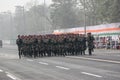 Indian Army Officers preparing for taking part in the upcoming Indian Republic Day parade at Indira Gandhi Sarani, Kolkata, West