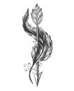 Indian Arrow and Bird Feather Tattoo Royalty Free Stock Photo