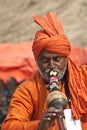 An indian artist playing flute Royalty Free Stock Photo