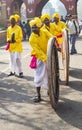 Indian artists playing traditional drums