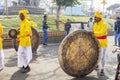 Indian artists playing traditional drums