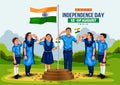 happy independence day India. Indian student saluting flag of India. abstract vector illustration design flyer Royalty Free Stock Photo