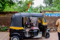 Indian Auto Rickshaw With Indian Tricolor Flag