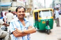 Indian auto rickshaw tut-tuk driver man Royalty Free Stock Photo