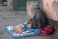 Indian Aymara woman sells in street, La Paz, Bolivia Royalty Free Stock Photo