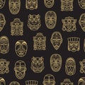 Indian aztec and african historic tribal mask seamless pattern Royalty Free Stock Photo