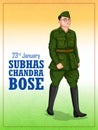 Indian background with Nation Hero and Freedom Fighter Subhash Chandra Bose Pride of India for 23rd January